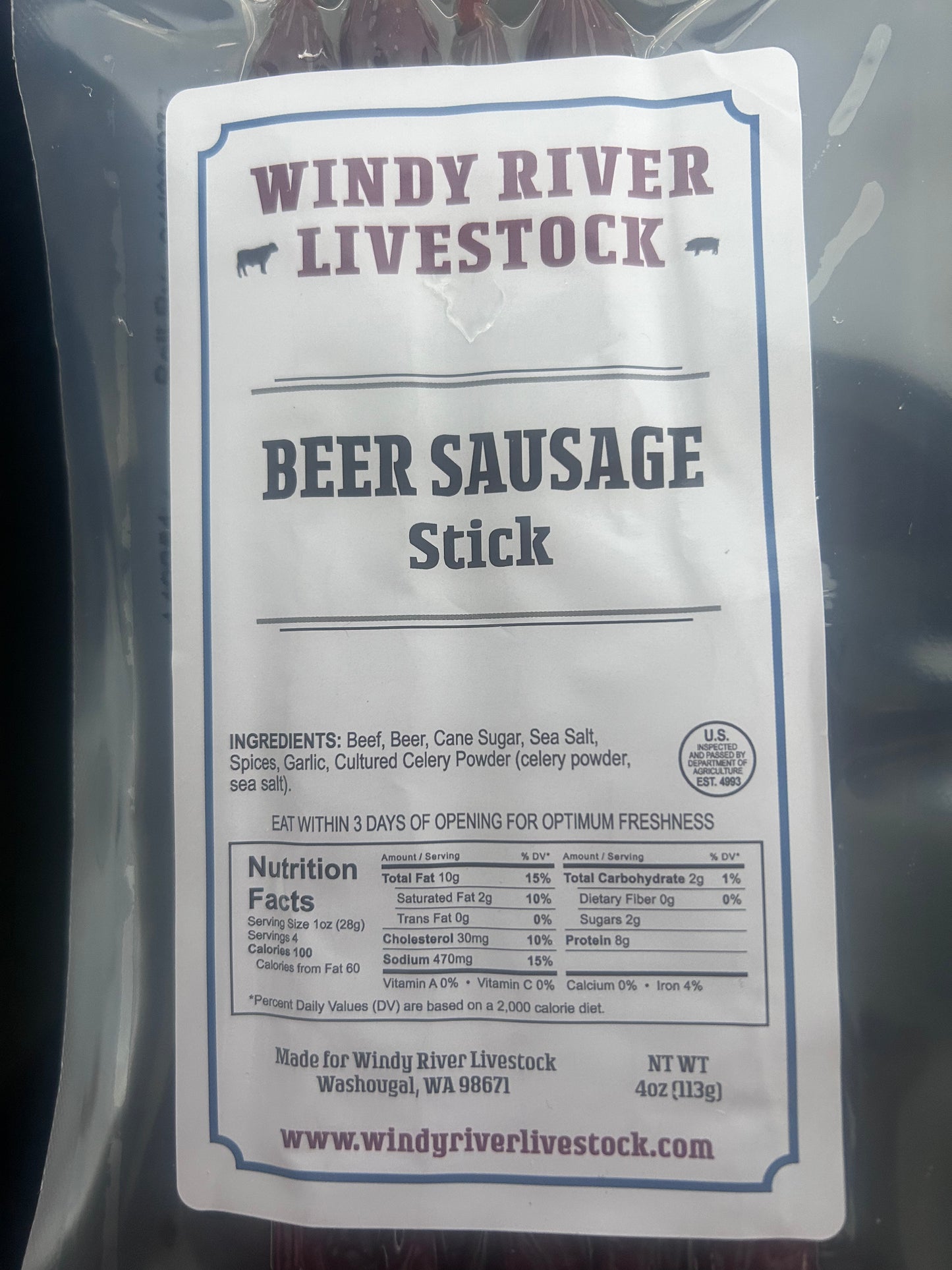 Beer Sausage Beef Sticks (4oz)