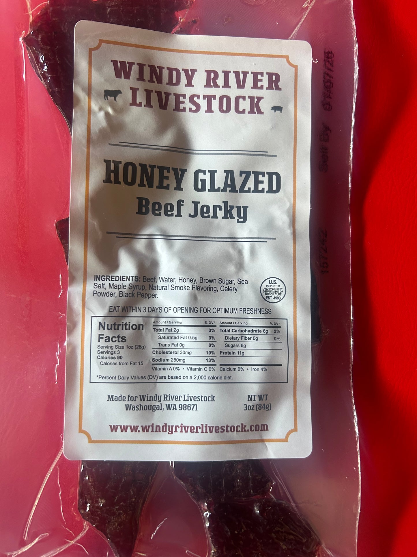 Honey Glazed Beef Jerky (3oz)