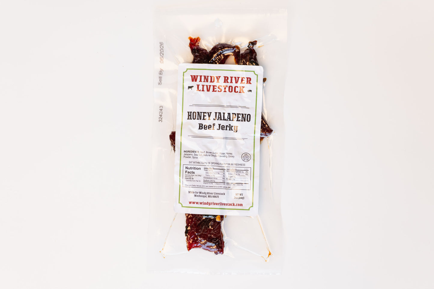 Honey Jalapeno Beef Jerky (3oz)
